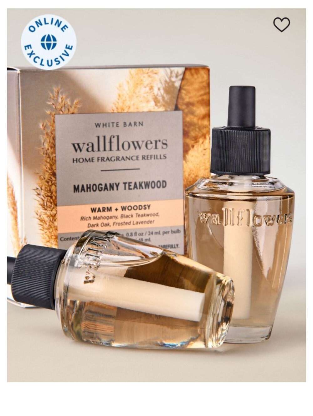 White Barn Mahogany Teakwood Wallflowers Refills 2-Pack